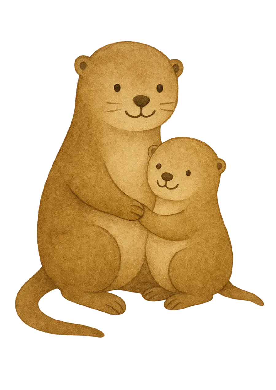 Otti - two otters illustrated as parent and child, the mascot of the app